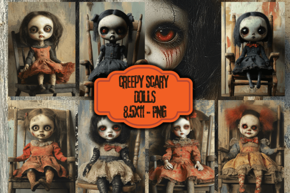 Download Creepy Spooky Doll Digital Papers - Premium Resources